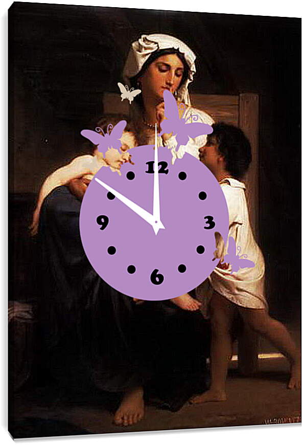 Часы картина - Le Sommeil. Спящий. Адольф Вильям Бугро