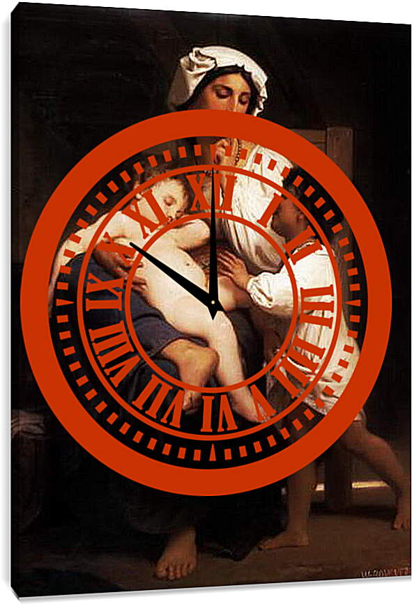 Часы картина - Le Sommeil. Спящий. Адольф Вильям Бугро