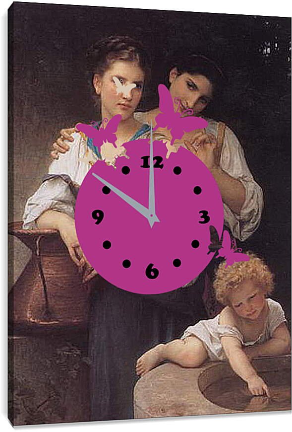 Часы картина - Le Secret. Секрет. Адольф Вильям Бугро