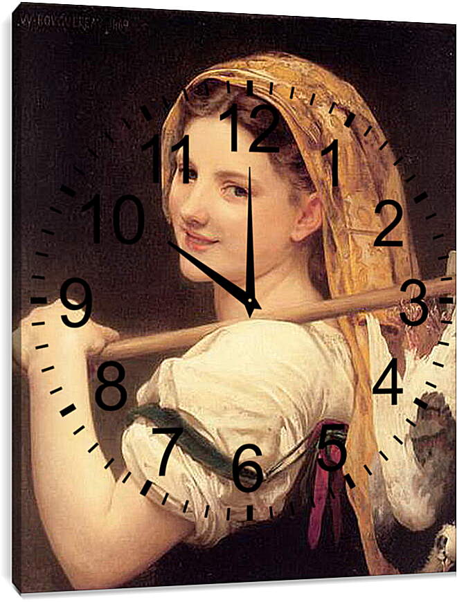 Часы картина - Le Retour du Marche. Возвращение с рынка. Адольф Вильям Бугро
