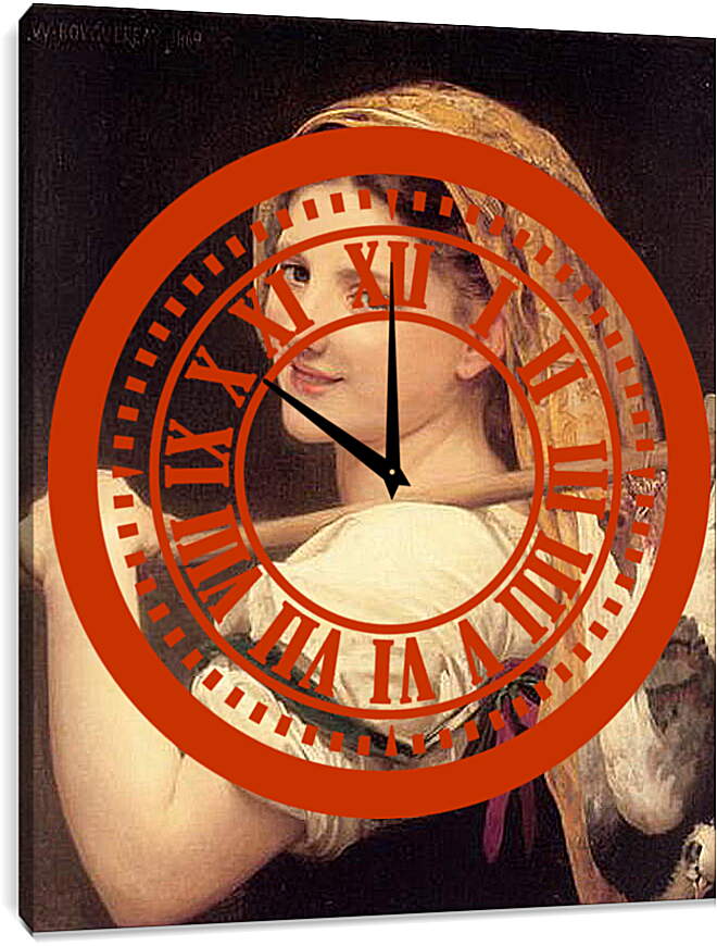 Часы картина - Le Retour du Marche. Возвращение с рынка. Адольф Вильям Бугро