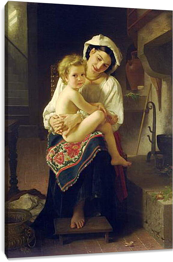 Постер и плакат - Le Lever. Молодая мать с ребенком. Адольф Вильям Бугро