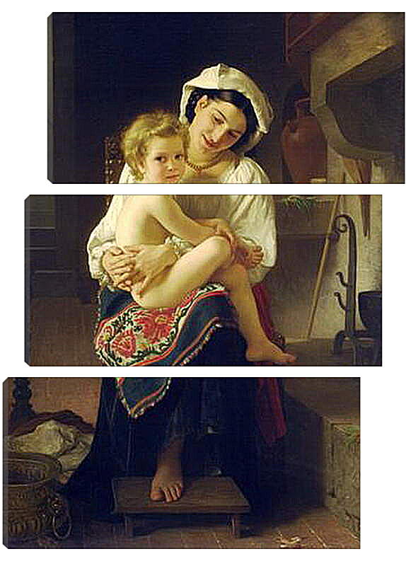 Модульная картина - Le Lever. Молодая мать с ребенком. Адольф Вильям Бугро