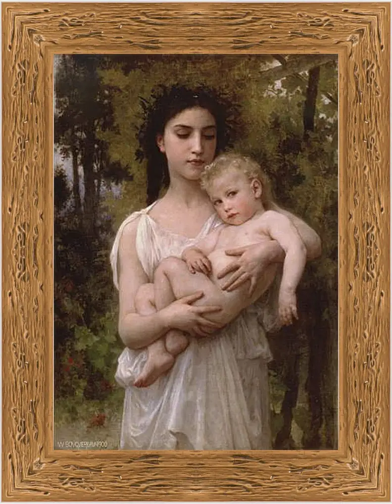 Картина в раме - Le Jeune Frere. Младший брат. Адольф Вильям Бугро
