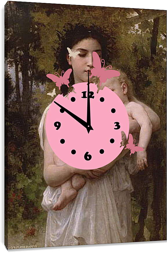 Часы картина - Le Jeune Frere. Младший брат. Адольф Вильям Бугро