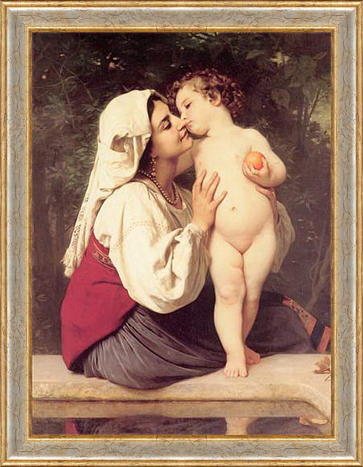 Картина в раме - Le Baiser. Поцелуй. Адольф Вильям Бугро