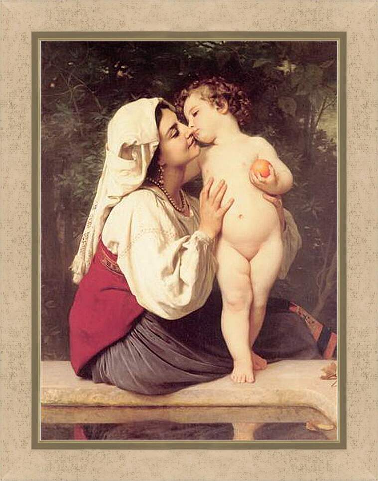 Картина в раме - Le Baiser. Поцелуй. Адольф Вильям Бугро