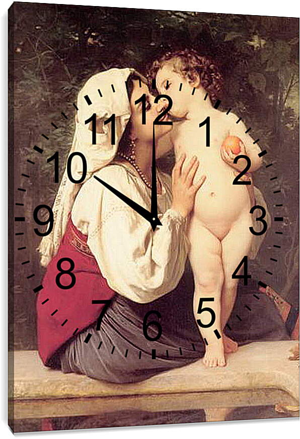 Часы картина - Le Baiser. Поцелуй. Адольф Вильям Бугро