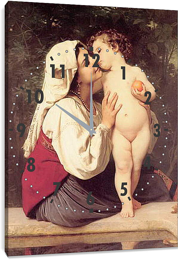 Часы картина - Le Baiser. Поцелуй. Адольф Вильям Бугро