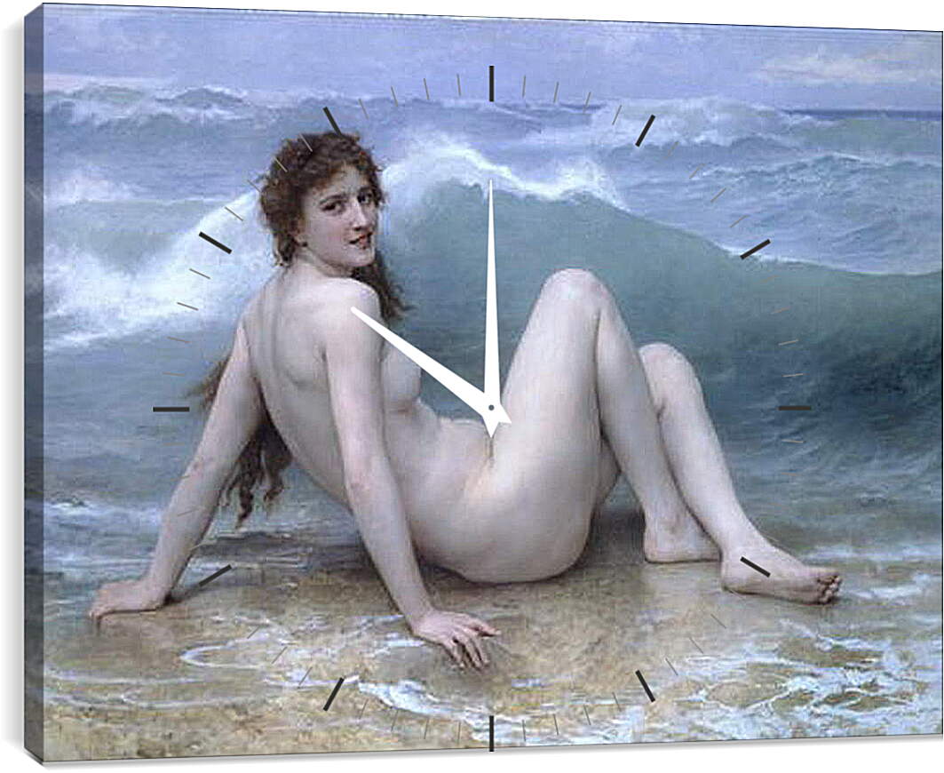 Часы картина - La Vague. Адольф Вильям Бугро