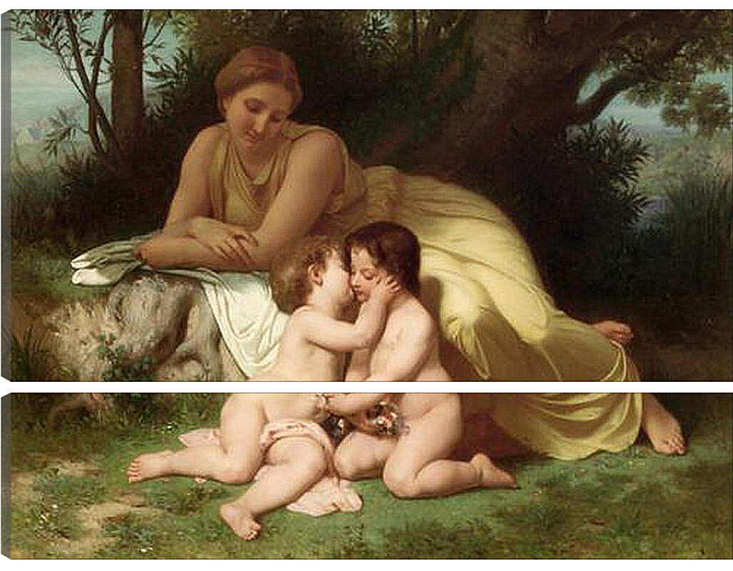 Модульная картина - Jeune Femme Contemplant Deux Enfants Qui Sembrassent. Адольф Вильям Бугро