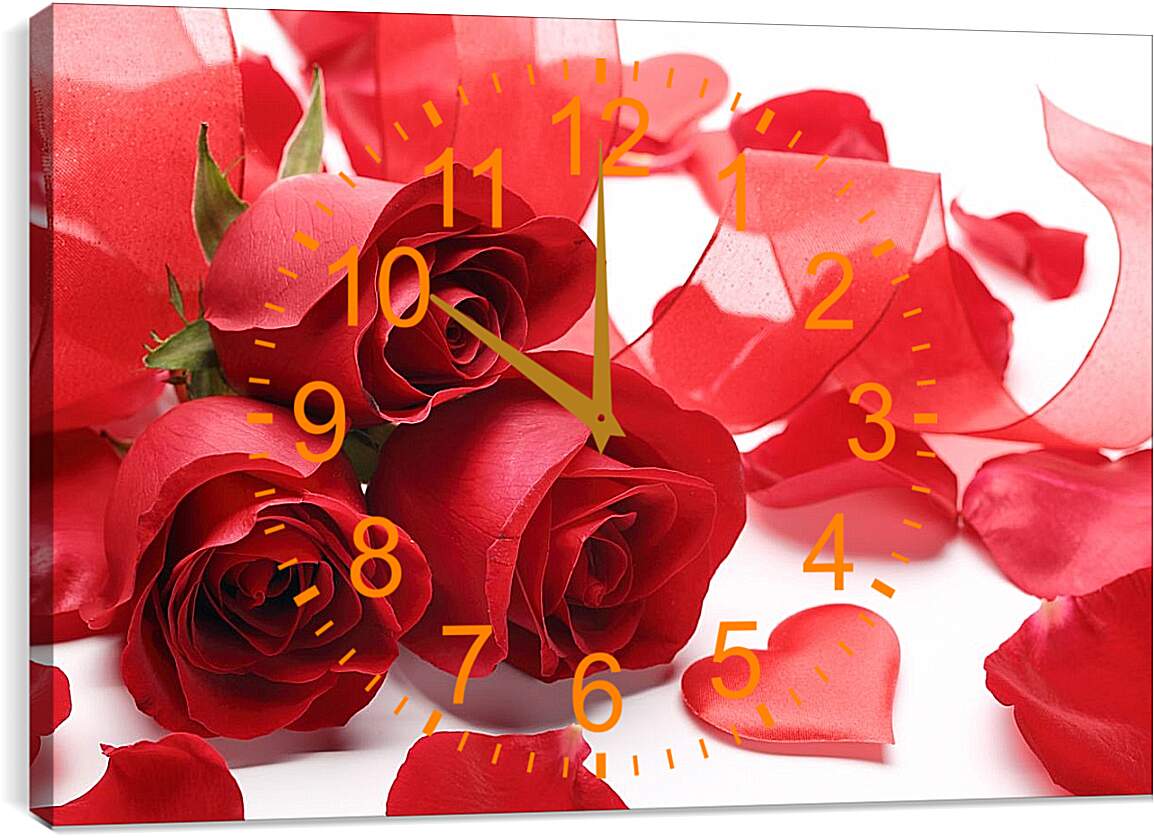 Часы картина - Лепестки роз