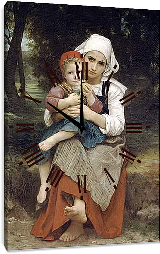 Часы картина - Frere et Sour Bretons. Брат и сестра, бретонцы. Адольф Вильям Бугро