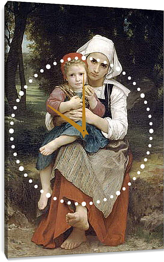 Часы картина - Frere et Sour Bretons. Брат и сестра, бретонцы. Адольф Вильям Бугро