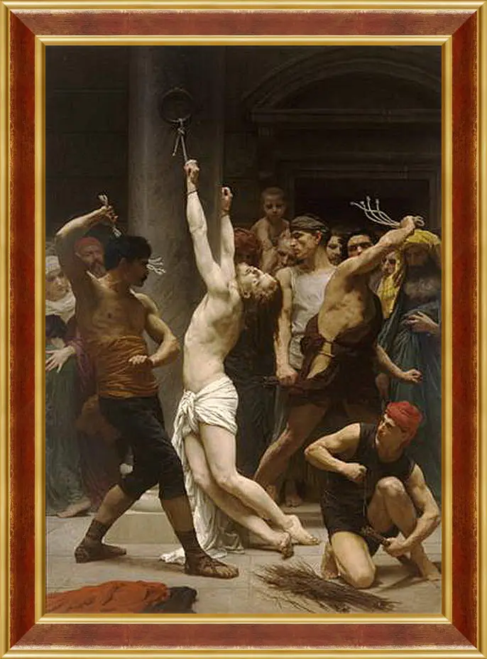 Картина в раме - Flagellation de Notre Seigneur Jesus Christ. Бичевание Христа. Адольф Вильям Бугро