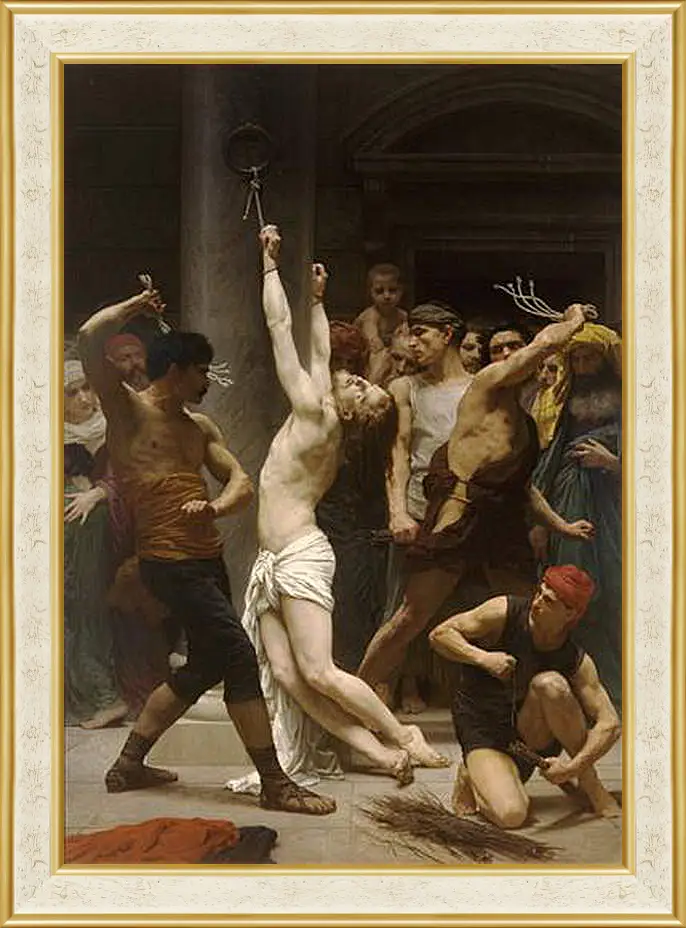 Картина в раме - Flagellation de Notre Seigneur Jesus Christ. Бичевание Христа. Адольф Вильям Бугро