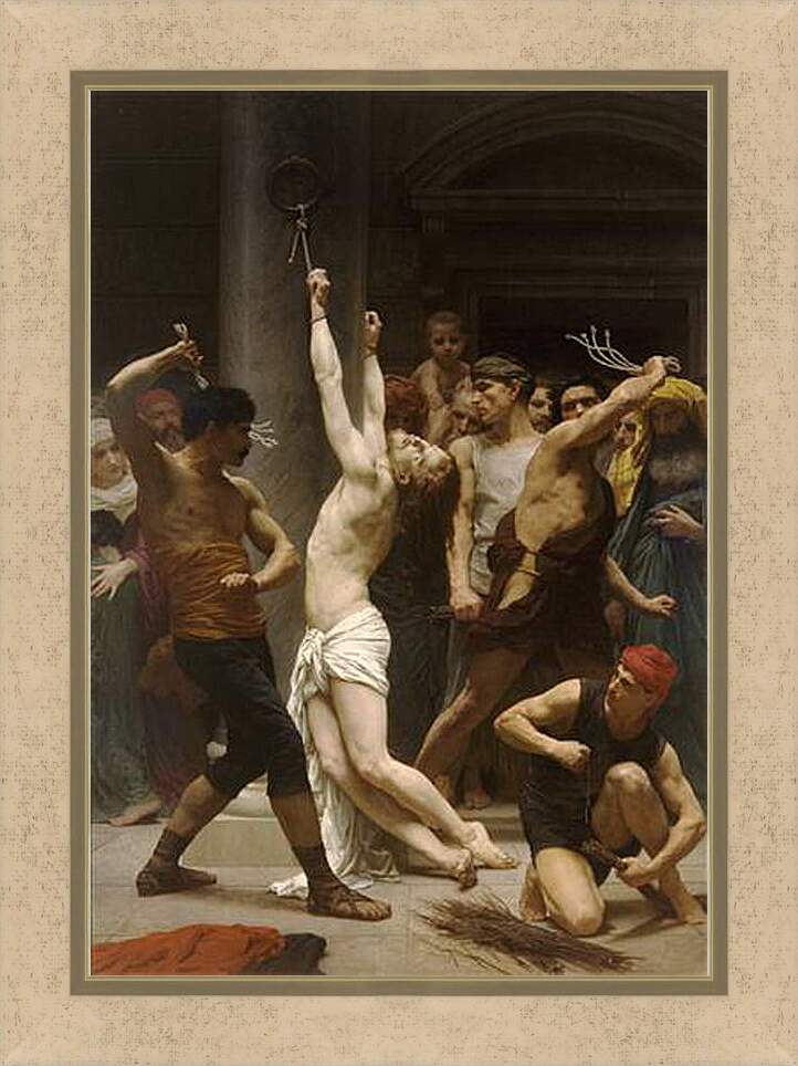 Картина в раме - Flagellation de Notre Seigneur Jesus Christ. Бичевание Христа. Адольф Вильям Бугро