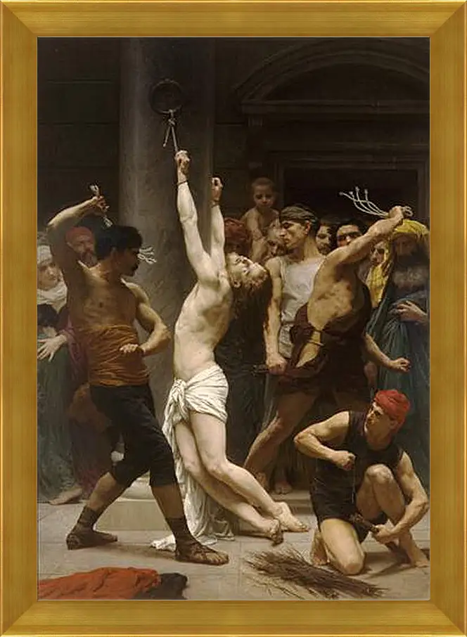 Картина в раме - Flagellation de Notre Seigneur Jesus Christ. Бичевание Христа. Адольф Вильям Бугро