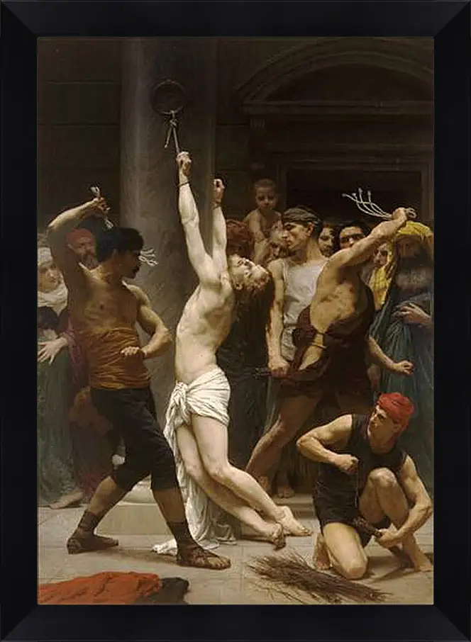 Картина в раме - Flagellation de Notre Seigneur Jesus Christ. Бичевание Христа. Адольф Вильям Бугро