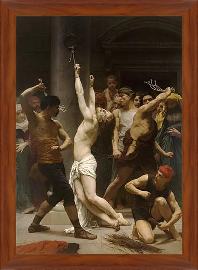 Картина в раме - Flagellation de Notre Seigneur Jesus Christ. Бичевание Христа. Адольф Вильям Бугро