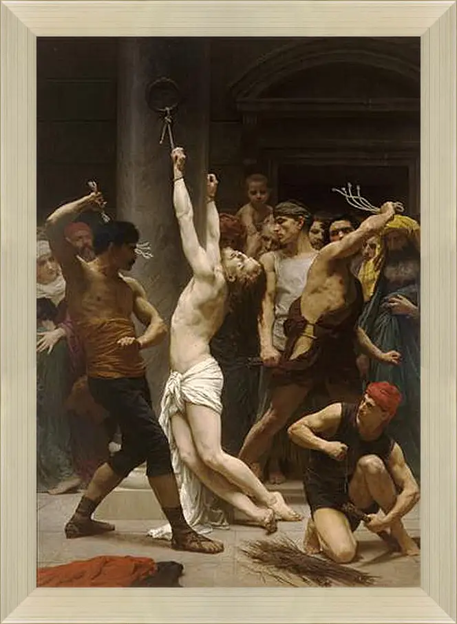 Картина в раме - Flagellation de Notre Seigneur Jesus Christ. Бичевание Христа. Адольф Вильям Бугро