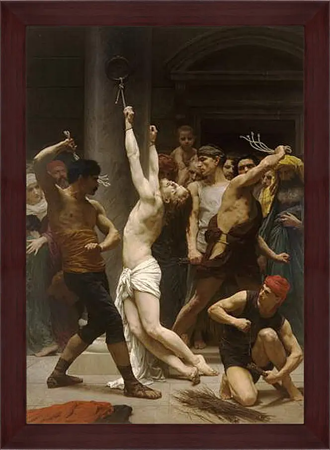 Картина в раме - Flagellation de Notre Seigneur Jesus Christ. Бичевание Христа. Адольф Вильям Бугро