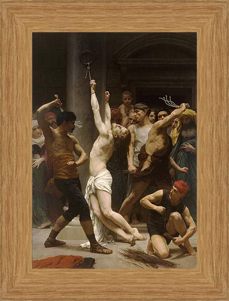 Картина в раме - Flagellation de Notre Seigneur Jesus Christ. Бичевание Христа. Адольф Вильям Бугро