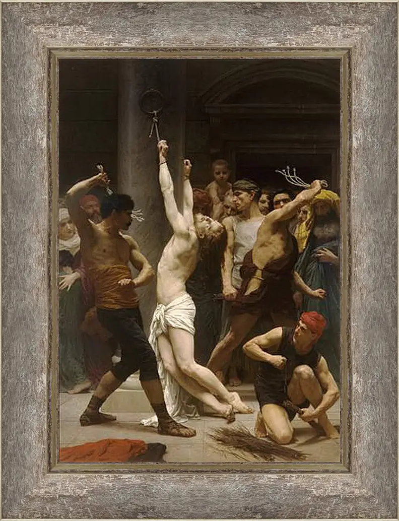 Картина в раме - Flagellation de Notre Seigneur Jesus Christ. Бичевание Христа. Адольф Вильям Бугро