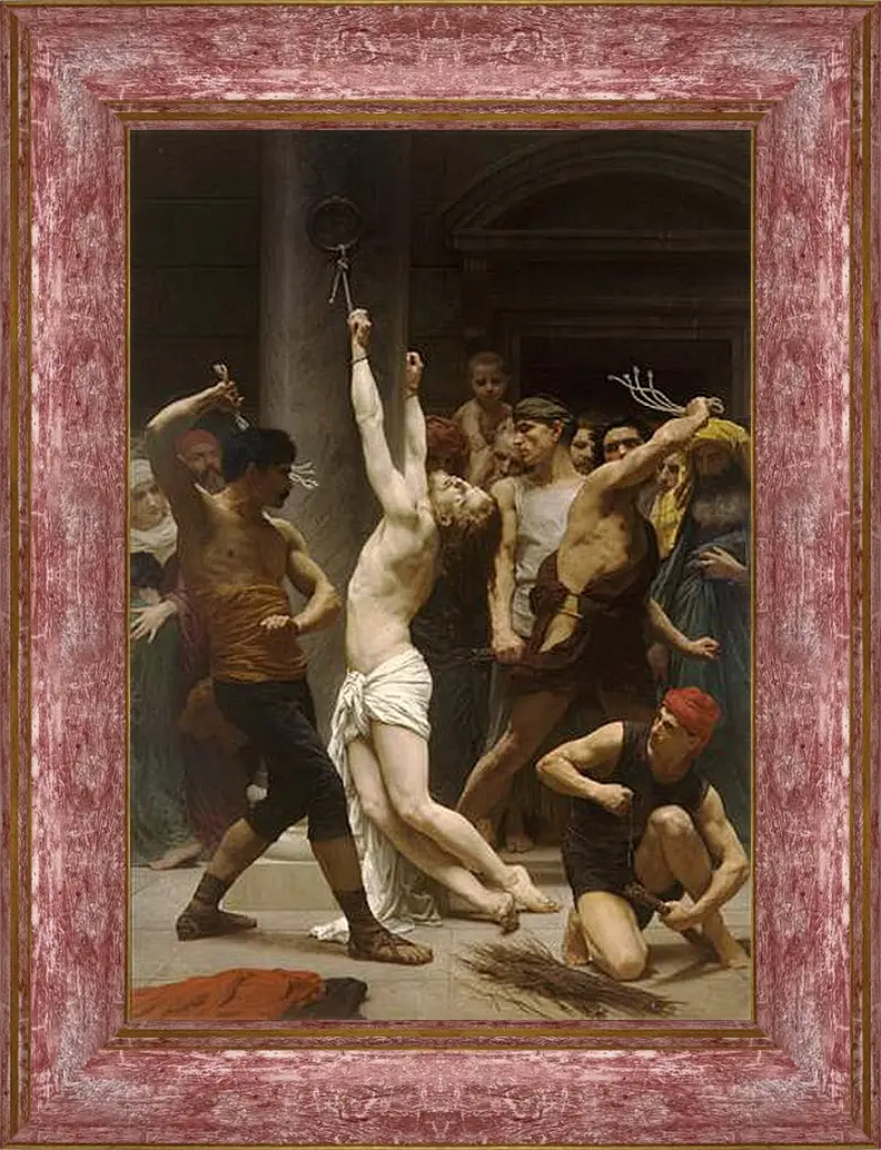 Картина в раме - Flagellation de Notre Seigneur Jesus Christ. Бичевание Христа. Адольф Вильям Бугро