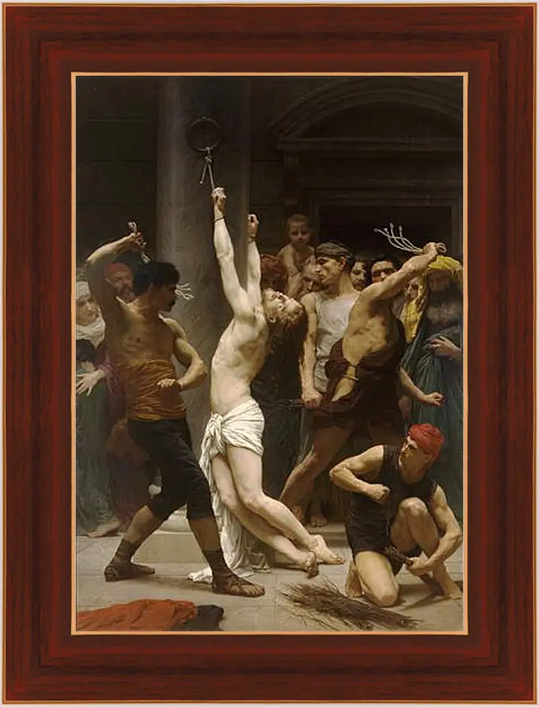 Картина в раме - Flagellation de Notre Seigneur Jesus Christ. Бичевание Христа. Адольф Вильям Бугро