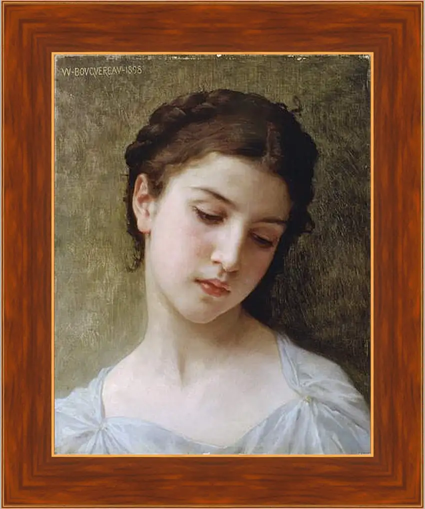 Картина в раме - Etude - Tete de Jeune Fille. Этюд головы девушки. Адольф Вильям Бугро