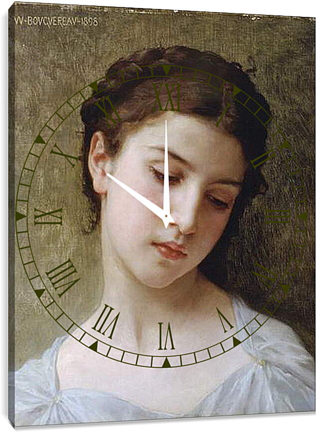Часы картина - Etude - Tete de Jeune Fille. Этюд головы девушки. Адольф Вильям Бугро