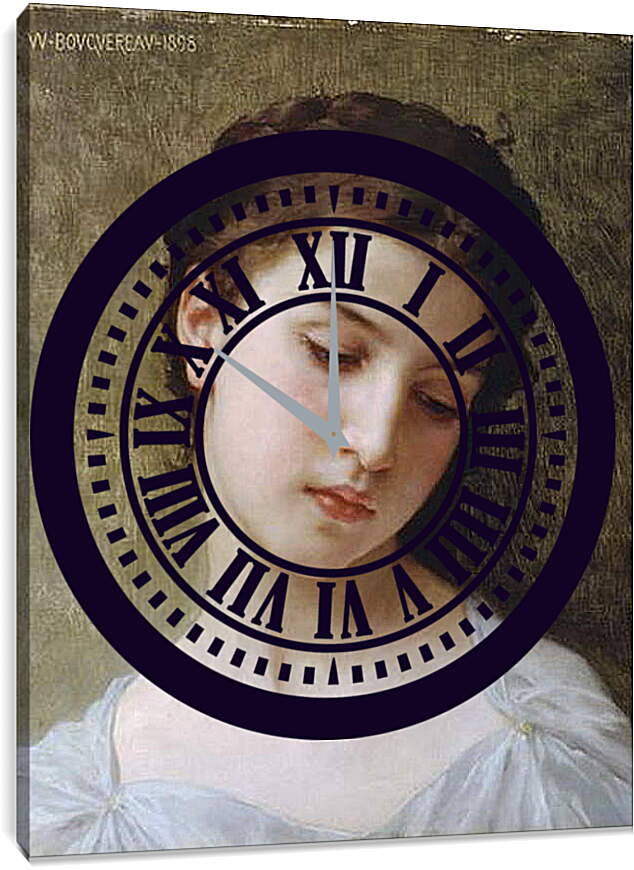 Часы картина - Etude - Tete de Jeune Fille. Этюд головы девушки. Адольф Вильям Бугро