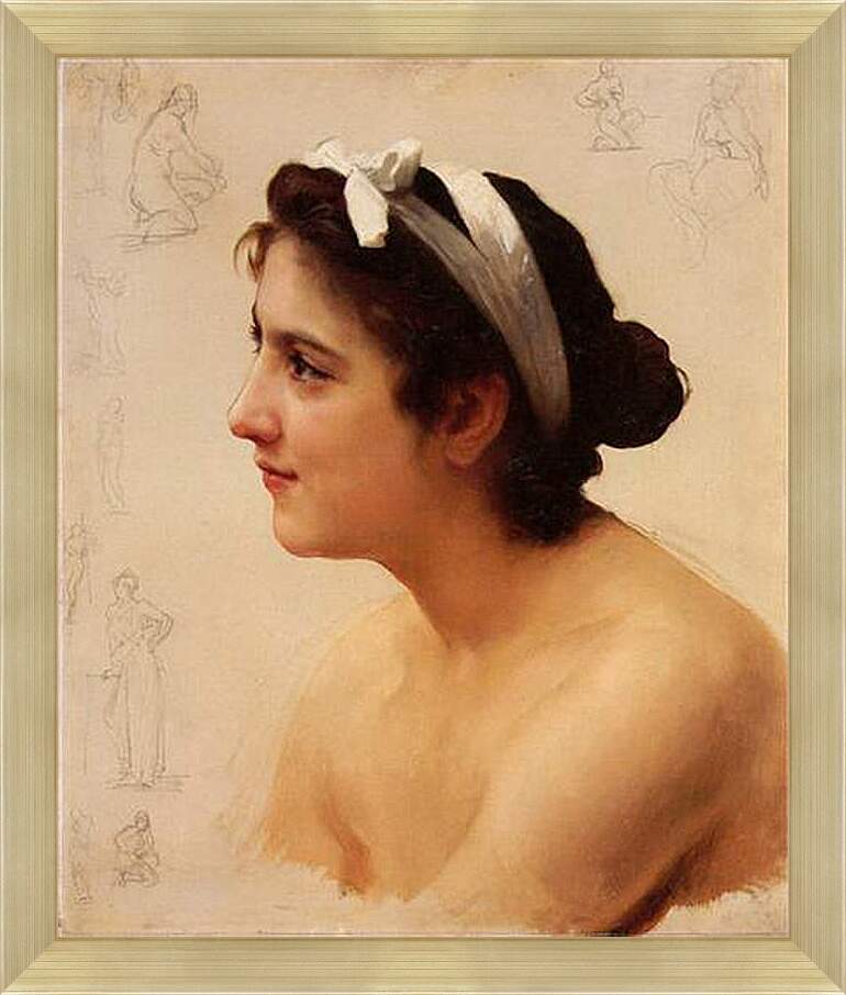 Картина в раме - Etude - Dune Femme, Pour Offrande a Lamour. Адольф Вильям Бугро