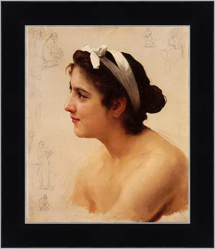 Картина в раме - Etude - Dune Femme, Pour Offrande a Lamour. Адольф Вильям Бугро