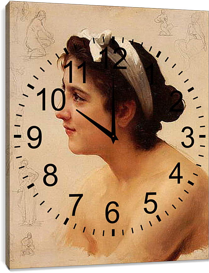Часы картина - Etude - Dune Femme, Pour Offrande a Lamour. Адольф Вильям Бугро