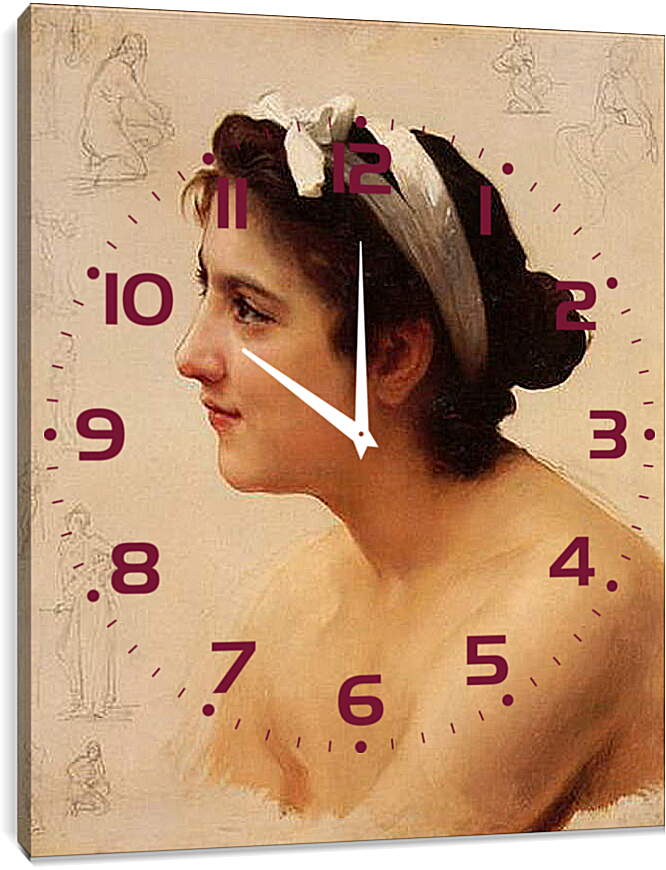 Часы картина - Etude - Dune Femme, Pour Offrande a Lamour. Адольф Вильям Бугро