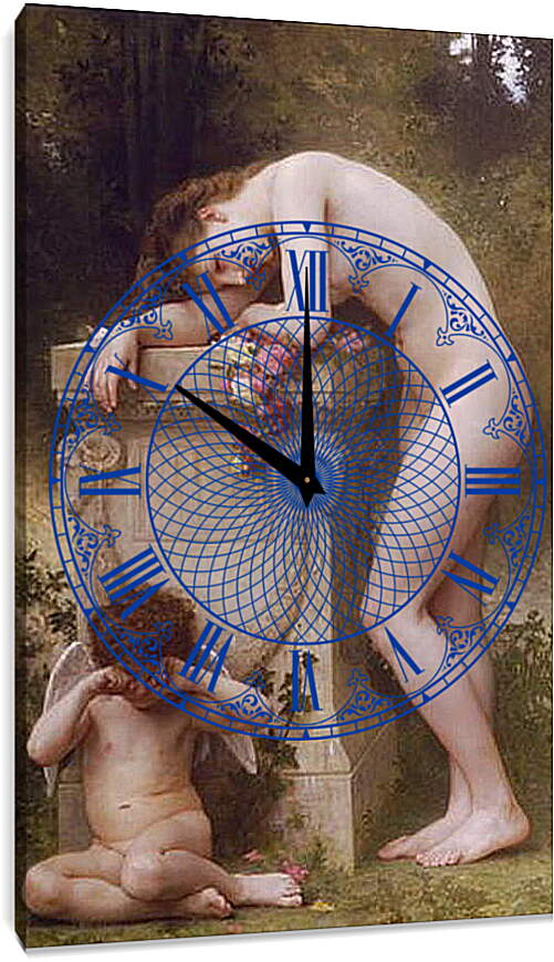 Часы картина - Douleur Damour. Адольф Вильям Бугро