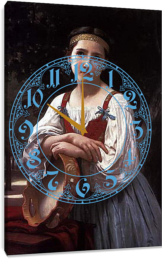 Часы картина - Bohemienne au Tambour de Basque. Цыганка с бубном. Адольф Вильям Бугро