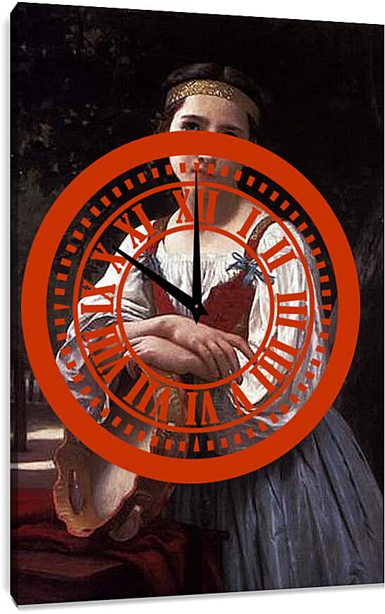Часы картина - Bohemienne au Tambour de Basque. Цыганка с бубном. Адольф Вильям Бугро