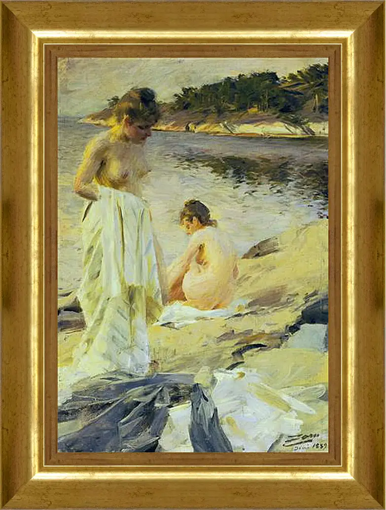 Картина в раме - Les Baigneuses. Купальщицы. Андерс Цорн