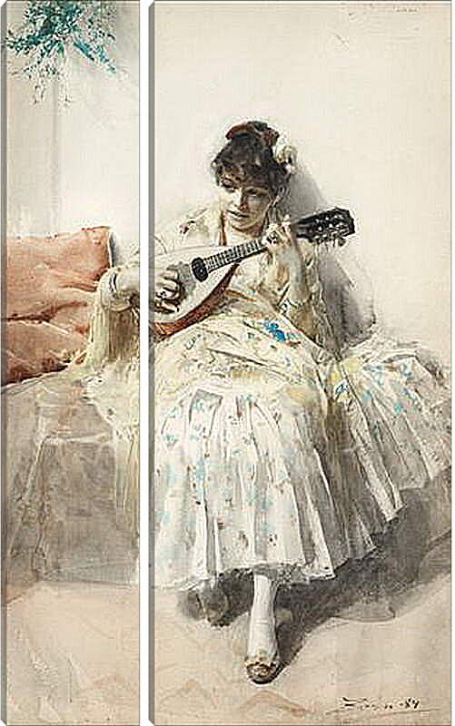 Модульная картина - Mandolinspelerskan (Girl playing mandolin). Девушка играет на мандолине. Андерс Цорн