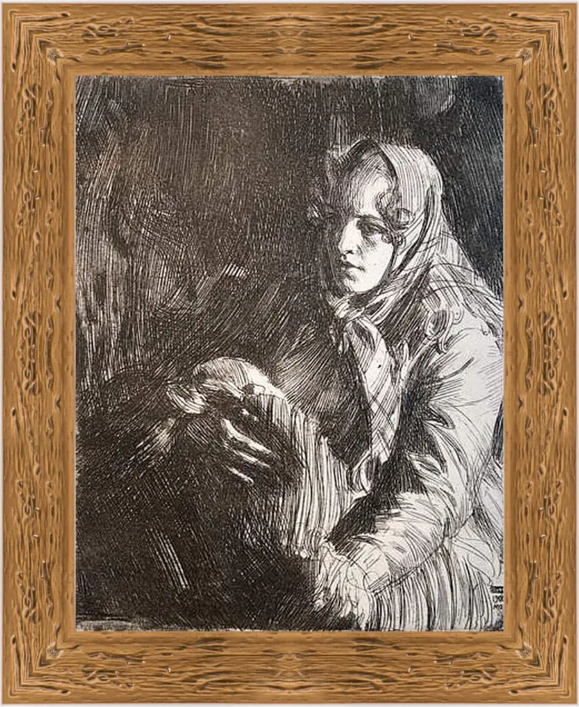 Картина в раме - Madonna. Мадонна. Андерс Цорн