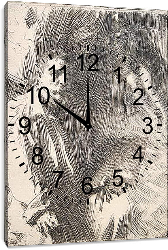 Часы картина - Sjlvportratt med modell. Андерс Цорн