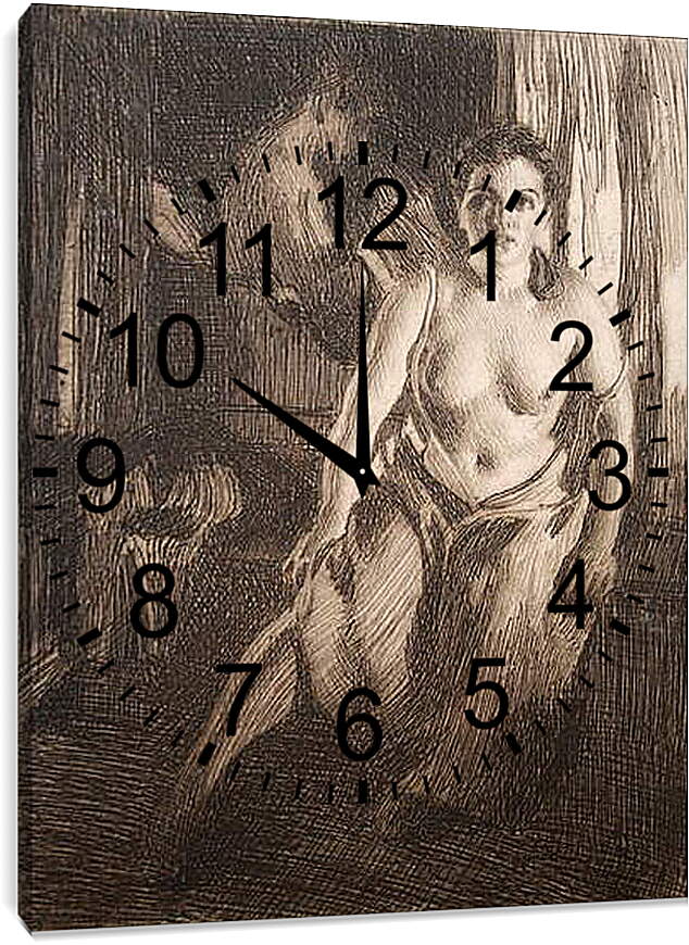 Часы картина - Sangpallen. Андерс Цорн