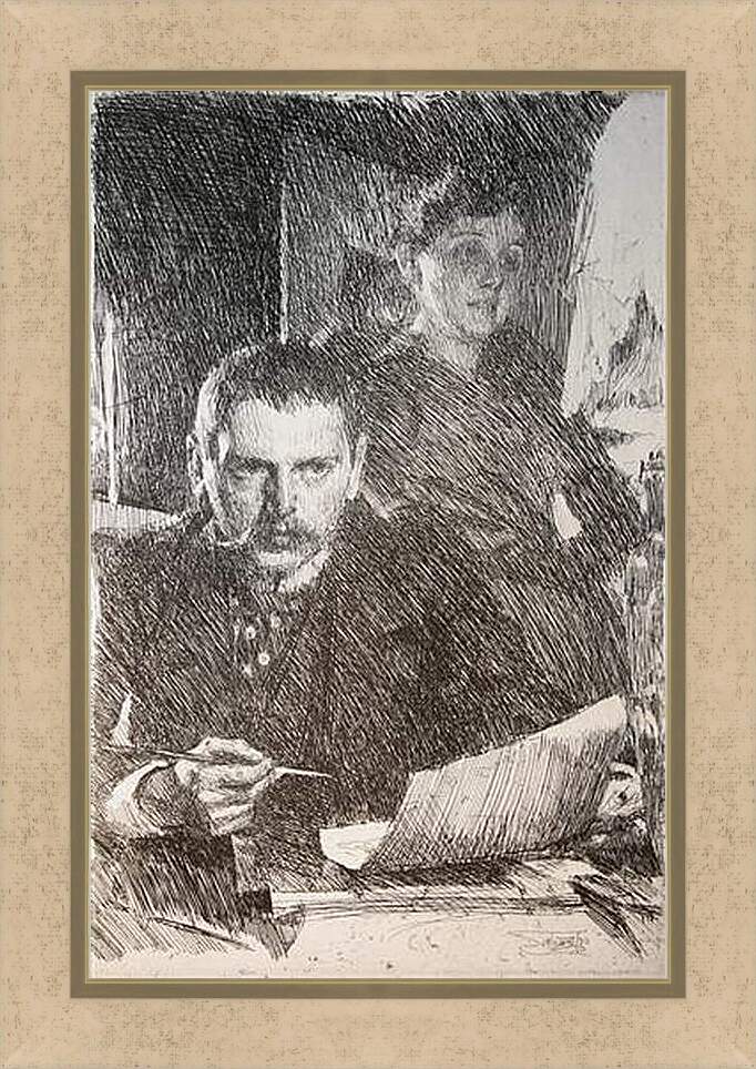 Картина в раме - Zorn och hans hustru Zorn. Цорн и его жена. Андерс Цорн