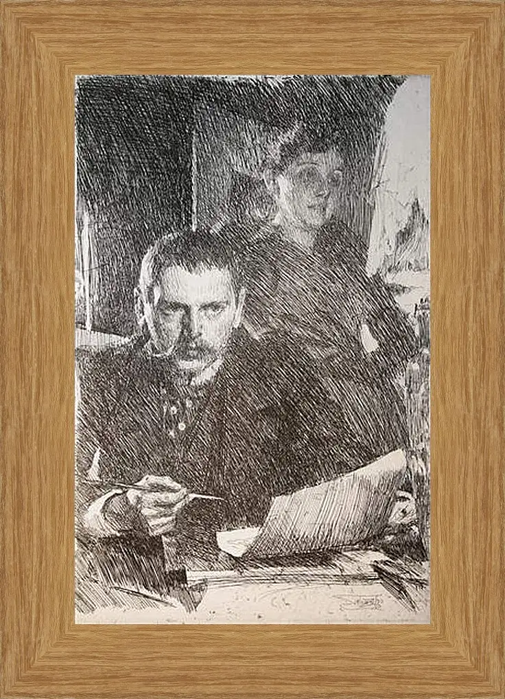 Картина в раме - Zorn och hans hustru Zorn. Цорн и его жена. Андерс Цорн