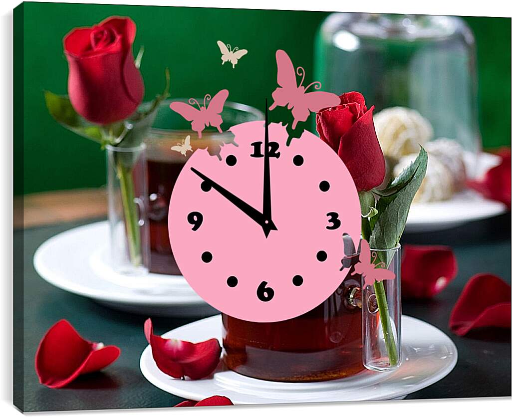 Часы картина - Чайная роза