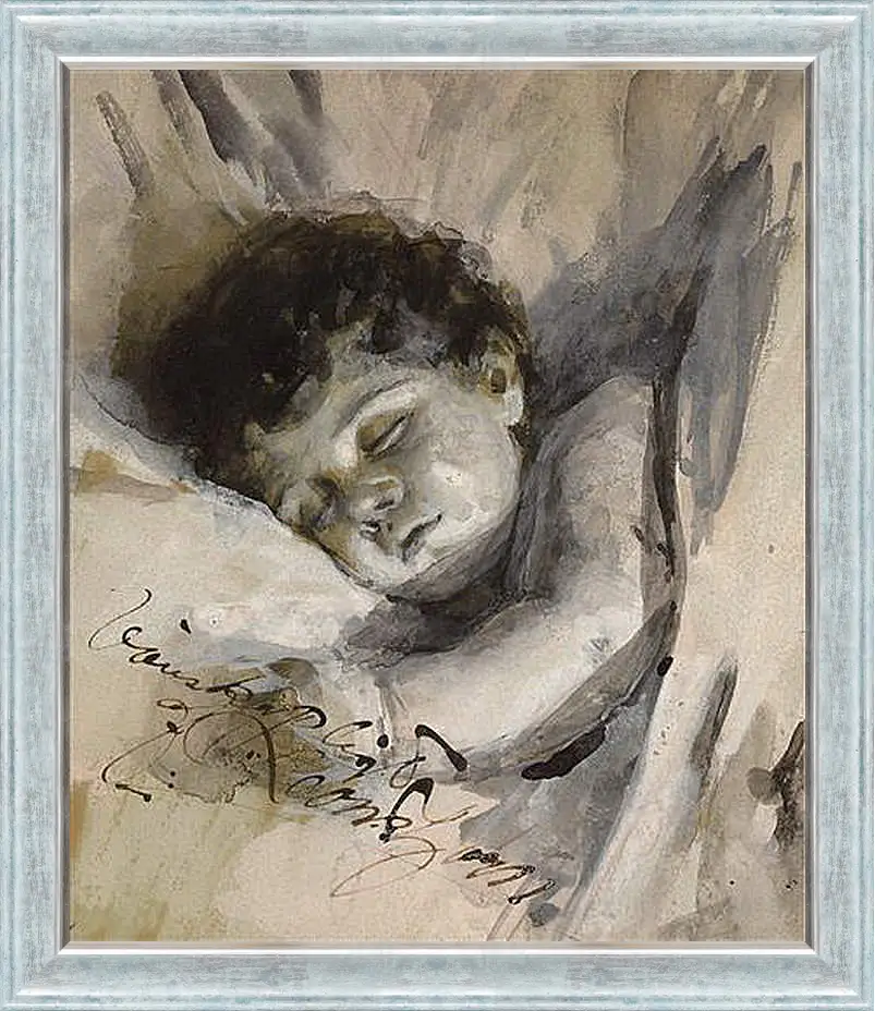 Картина в раме - Sovande barn (Sleeping Child). Андерс Цорн