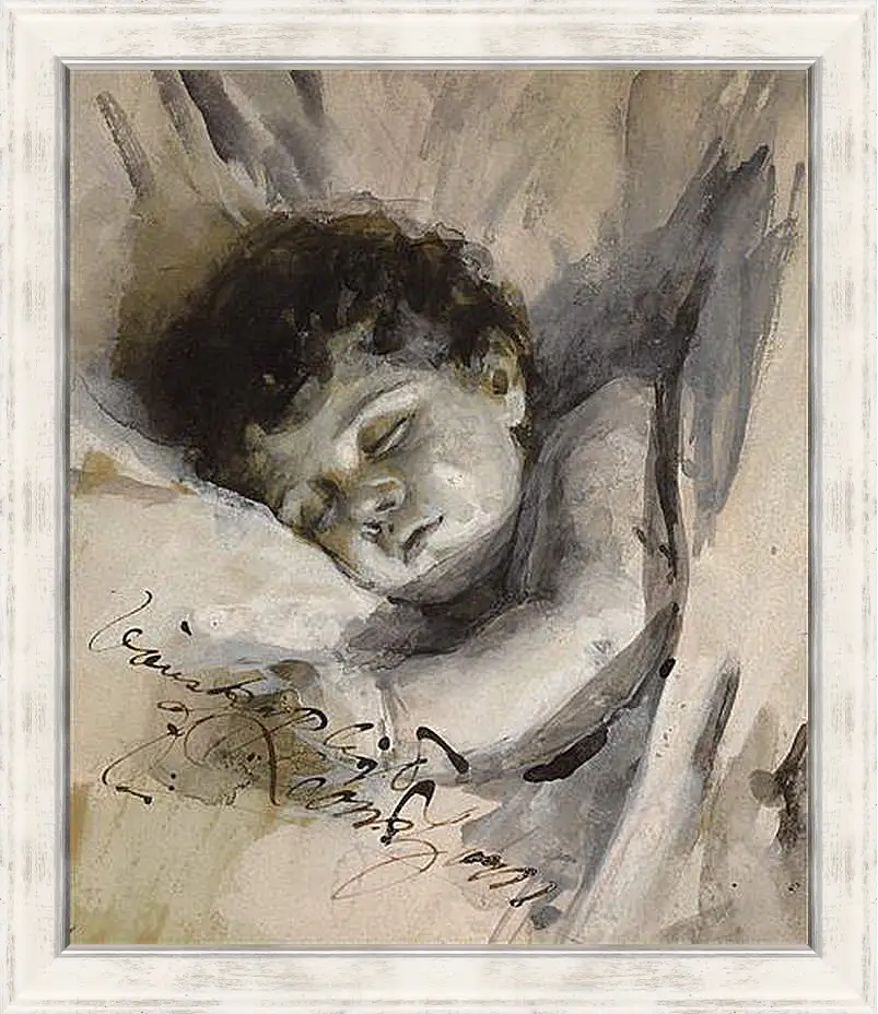 Картина в раме - Sovande barn (Sleeping Child). Андерс Цорн